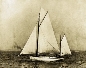PPL PHOTO AGENCY - COPYRIGHT RESERVED Circa 1906: The gaff rigged yawl 'Tamerlane' winner of the first Bermuda Race. PHOTO CREDIT: Ian Dear Archive/PPL