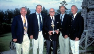 George Coumantaros and his afterguard with their 1996 Lighthouse Trophy. (Barry Pickthall/PPL)
