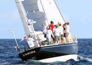 Carina's crew celebrates at race end. (Charles Anderson) 
