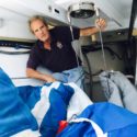 The Road to Bermuda: Making the Big Call on Sails Philip McKee and one of Bella Pita's spinnakers. Some boats carry several of them.