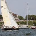 #15 Race Bulletin: Final Week, Merlin’s Path, Tweeting Trackers, Gulf Stream Analysis Carina approaches the starting line off Castle Hill in a southerly breeze as crowds watch by land and sea. Fran Grenon/Spectrum Photo