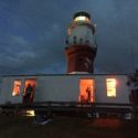 Race Bulletin #20 – Jury-Rig Rudder, Media Gallery, Chairman’s Review The race committee's finish-line station at St. David's Lighthouse. John Burnham photo