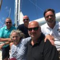 Finisterre Division Winner Orca: Sweet Surprise winning crew of Mary and Harry Guidotti's head