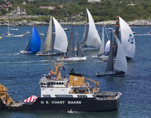 Yachts that do not meet set deadlines in the entry process will face time penalties instead of monetary penalties in 2014. Shown here os Gibbs Hill Lighthouse Class 10 in a rare spinnaker start in the 2012 Newport Bermuda Race. Copyright 2012 Daniel Forster/PPL