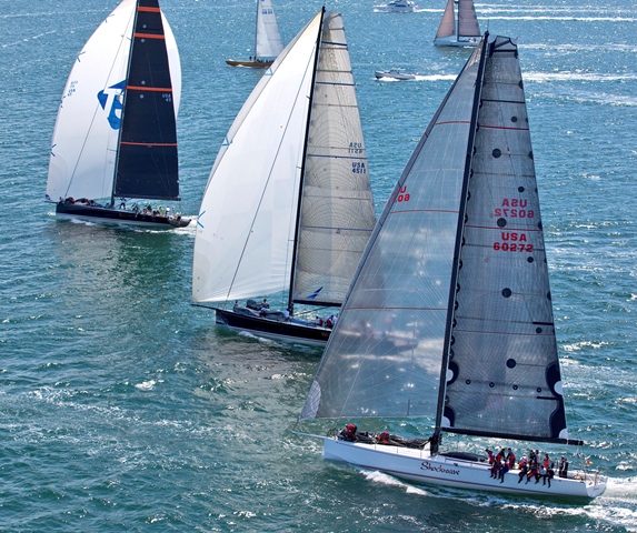Bella Mente, Team Tiburon, and Shockwave after the 2012 start. Shockwave and Belle Mente were within sight to the finish (Daniel Forster/PPL)