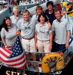 Selkie's 2008 crew: (l to r) Anne Becker, John Rousmaniere, David Brown, Carol Vernon, Sheila McCurdy, Morgan McCurdy, Rush Hambleton (Photo Barry Pickthall/PPL)