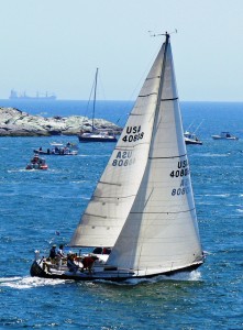 Selkie sprints out of Narragansett Bay (Photo, Ross Santy)