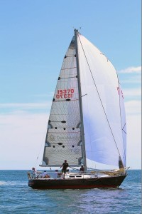 A long way from her home waters on the Great Lakes, Chris Van Tol's Eliminator leaves North America in her wake after the start of the 2014 Newport Bermuda Race. She won the new Regional Prize for Great Lakes entries. (PPL)