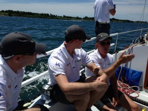 The race finished, the boat and sailors cleaned up, Eliminator's crew reviews the past few days on the lovely sail from St. David's Light to Royal Bermuda Yacht Club.