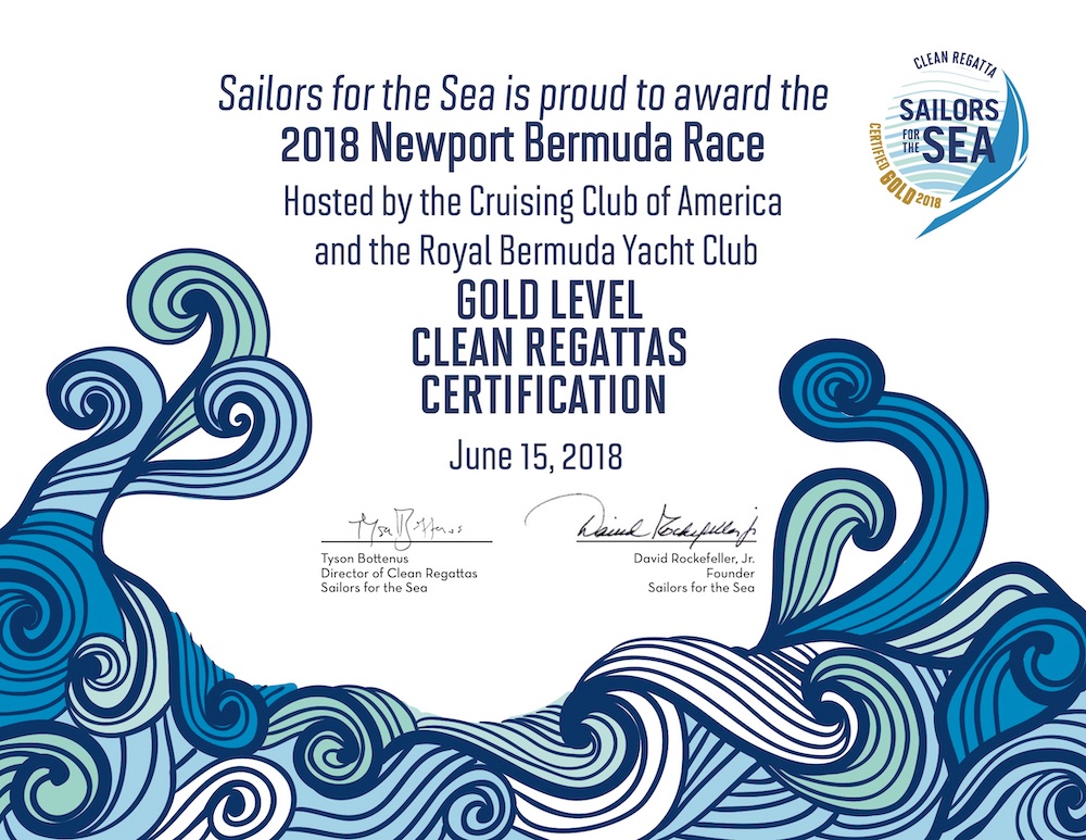 Clean Regattas 2018 Gold Certification for Newport Bermuda Race by Sailors for the Sea