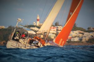 Approaching the Newport Bermuda finish J/46 Breezing Up